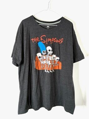 Old Navy x The Simpsons Skeleton Couch Graphic Tee Dark Heather Grey Halloween